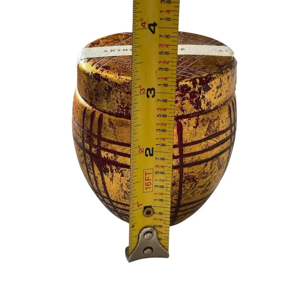 Anthropologie Winter Plaid Glass Candle Small NEW